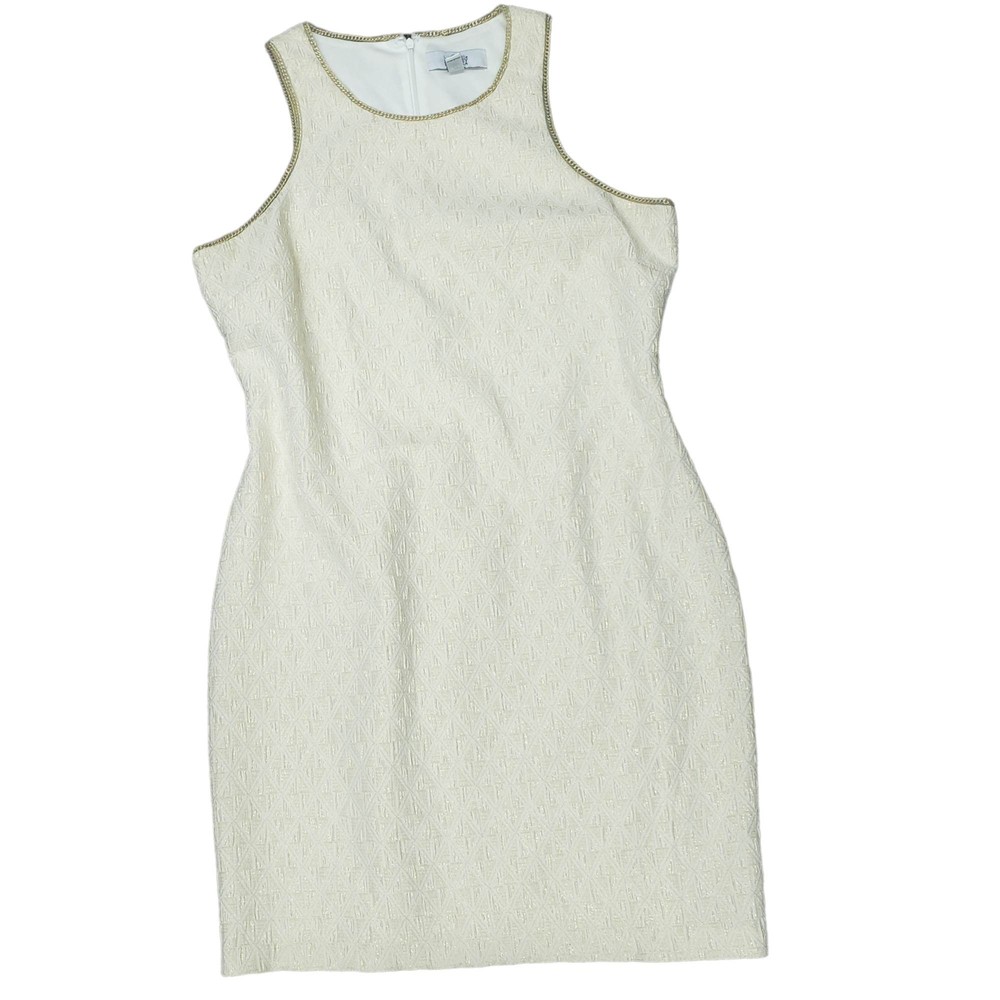 Belle by Badgley Mischka Women's size 8 Sleeveless Gold White Knee Length Dress
